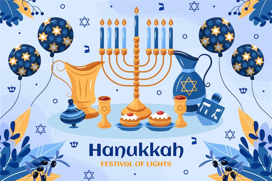 Premium Vector | Hand drawn flat hanukkah illustration