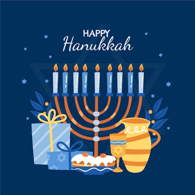 Premium Vector | Hand drawn flat hanukkah illustration