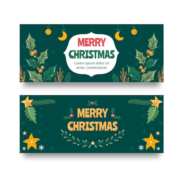 Free Vector | Hand drawn flat horizontal christmas banners set