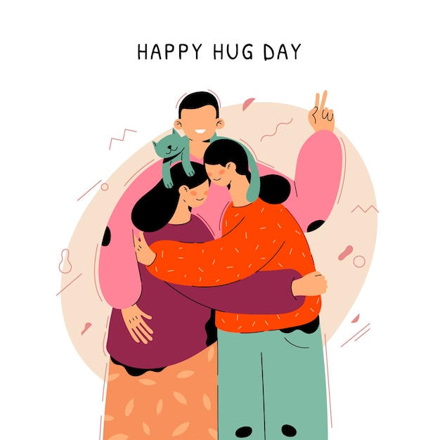 Free Vector | Hand drawn flat hug day illustration