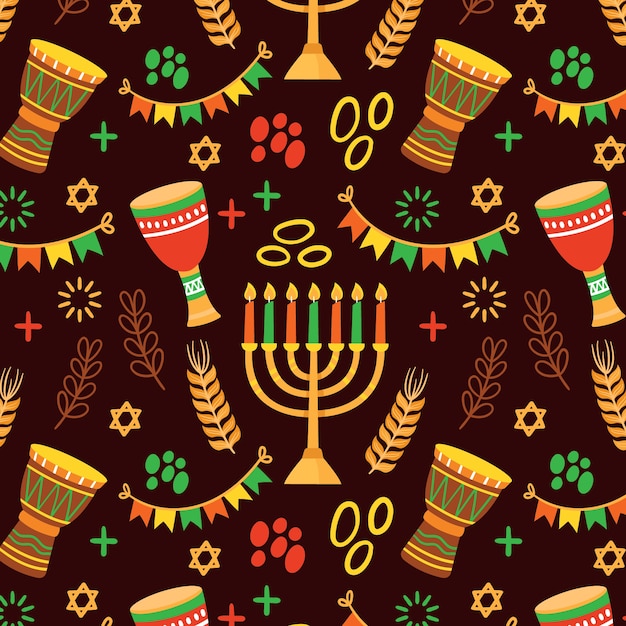 Premium Vector Hand drawn flat kwanzaa pattern design