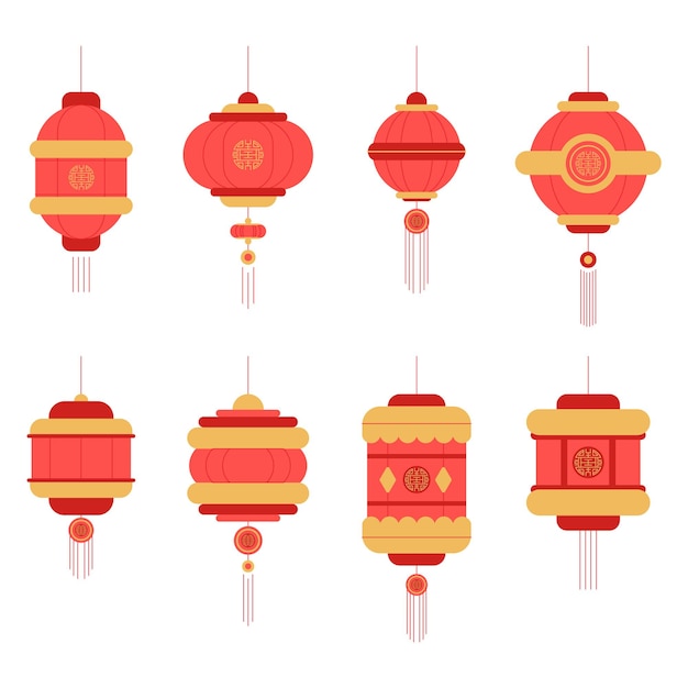 Premium Vector | Hand drawn flat lantern collections