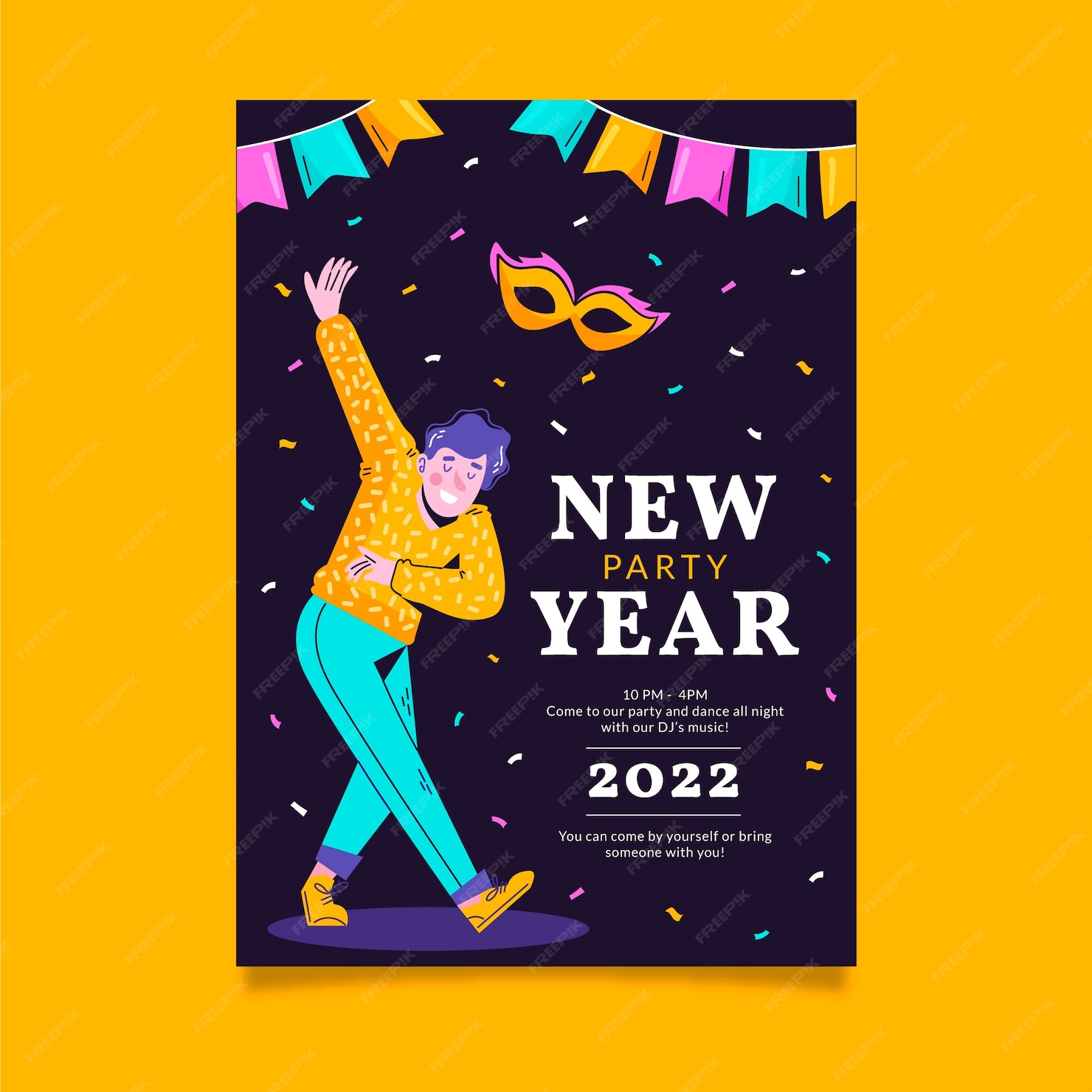 free-vector-hand-drawn-flat-new-year-party-flyer-template