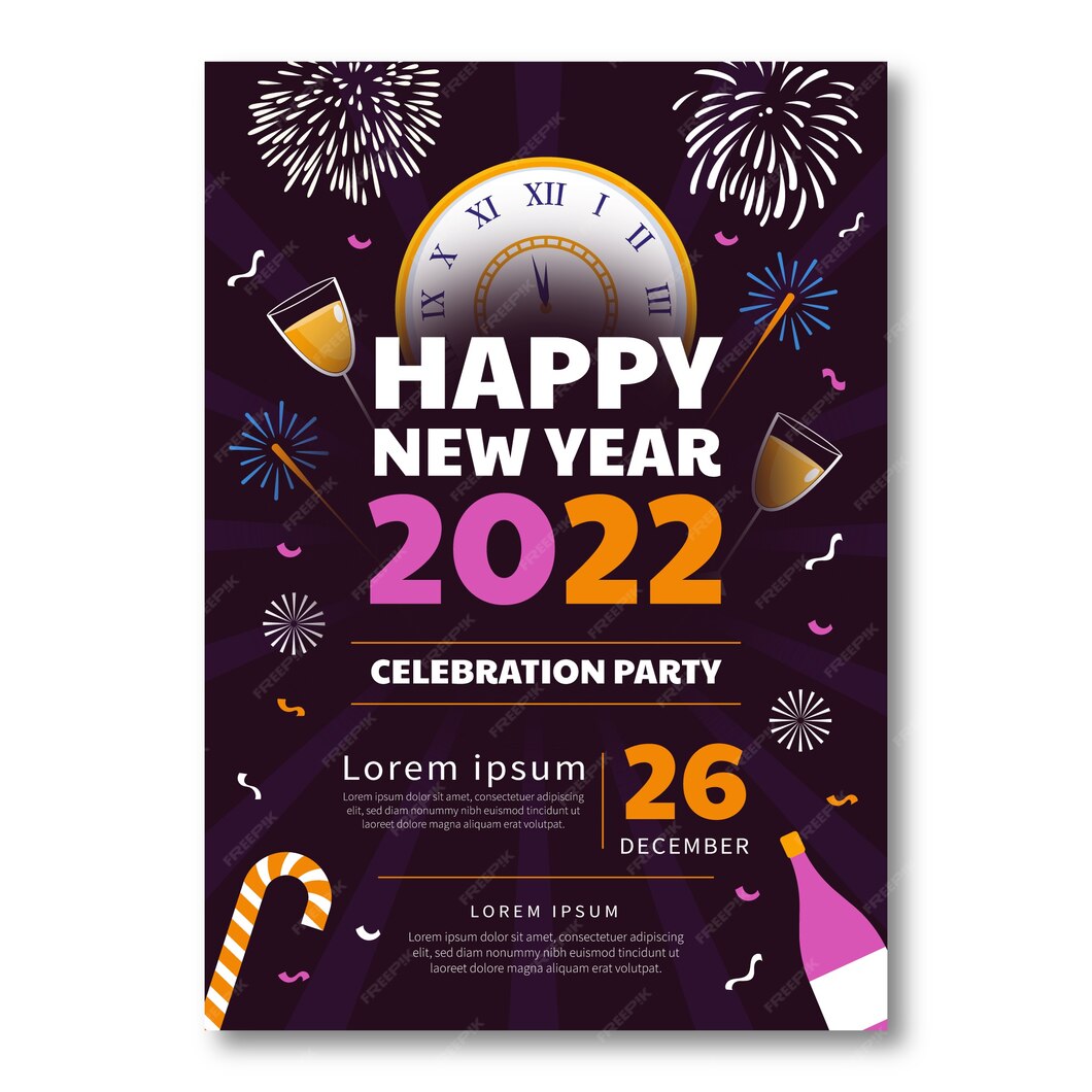 Free Vector Hand Drawn Flat New Year Party Flyer Template pin-by-brenda-florez-childress-on-end-if-the-school-year-party-party