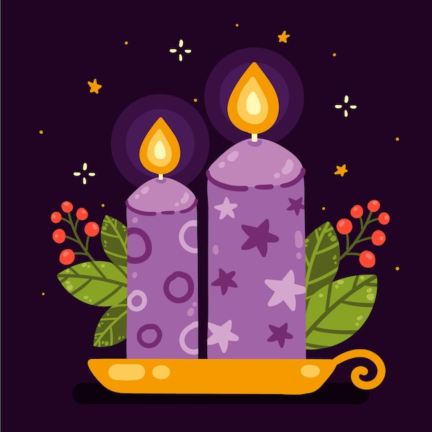 Premium Vector | Hand drawn flat purple candles illustration