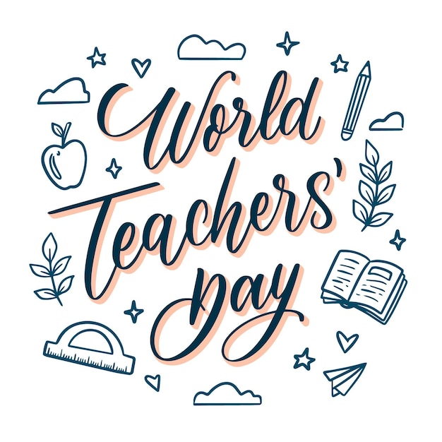 Free Vector | Hand drawn flat teachers' day lettering