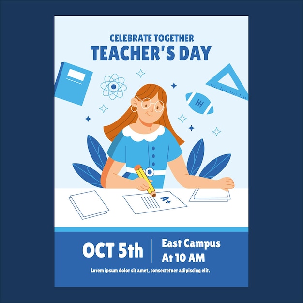 Free Vector | Hand drawn flat teachers' day vertical poster template