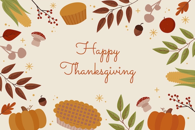 Free Vector | Hand drawn flat thanksgiving background