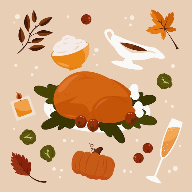 Premium Vector | Hand drawn flat thanksgiving illustration