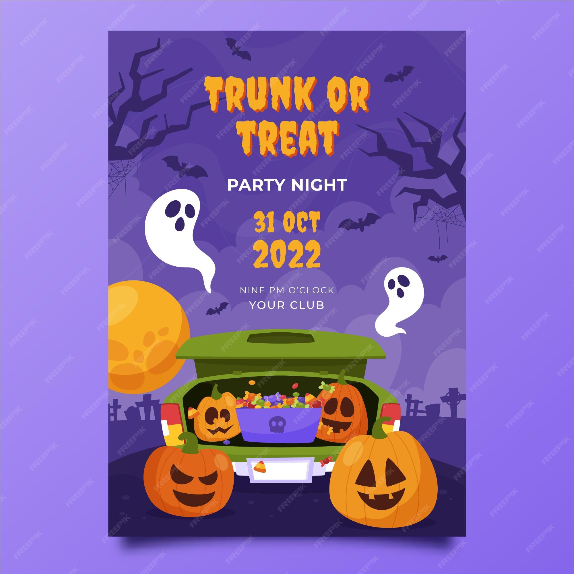 Free Vector Hand drawn flat trunk or treat vertical flyer template Free Vector Hand drawn flat trunk or treat vertical flyer template