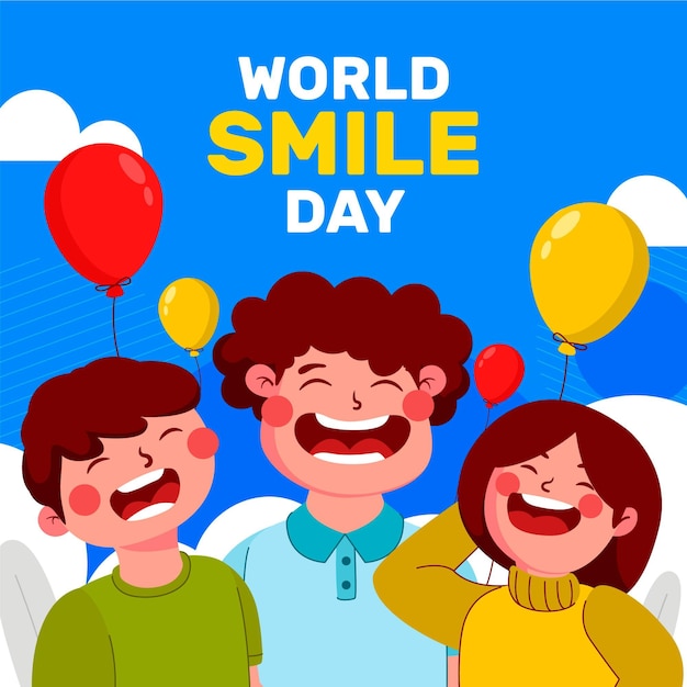 Premium Vector | Hand drawn flat world smile day illustration