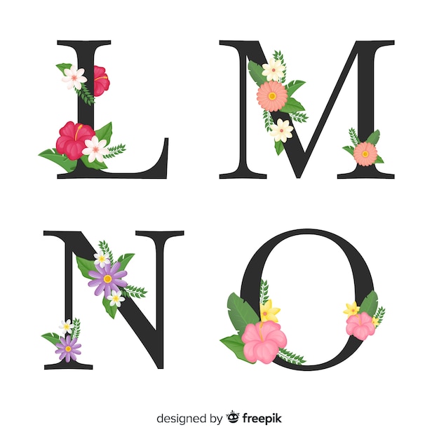 Download Free Vector | Hand drawn floral alphabet