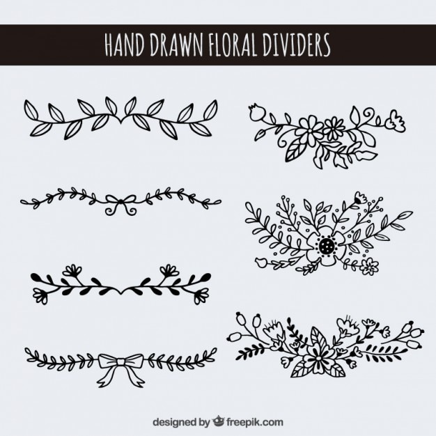 Download Hand drawn floral dividers | Free Vector