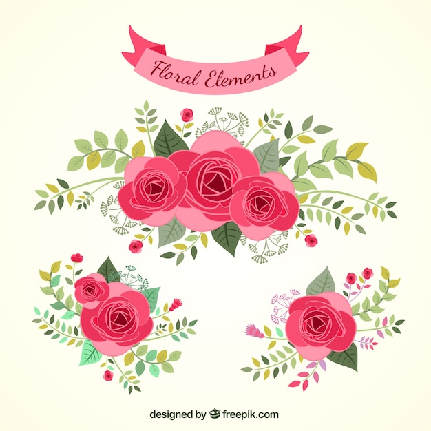 Hand drawn floral elements Vector | Free Download