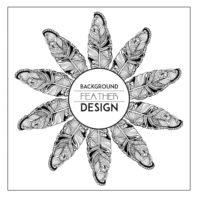 Download Hand drawn floral feather frame Vector | Premium Download