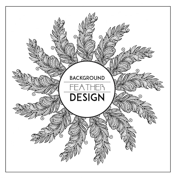 Download Hand drawn floral feather frame | Premium Vector
