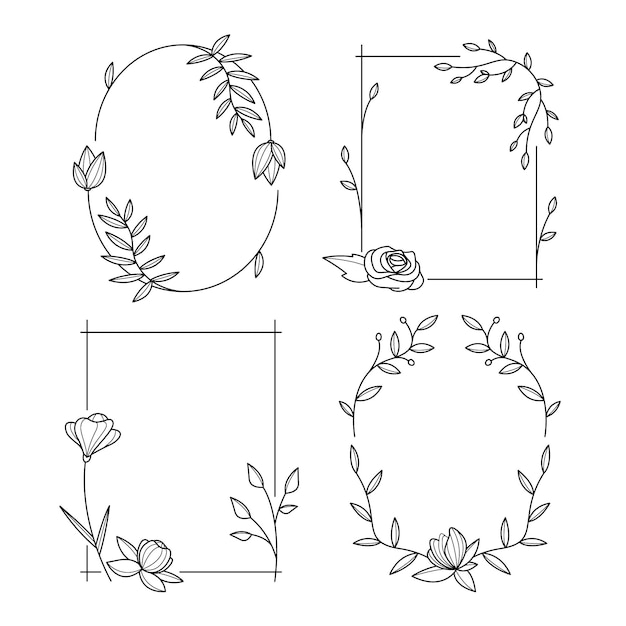 Premium Vector Hand Drawn Floral Frame Collection 8003