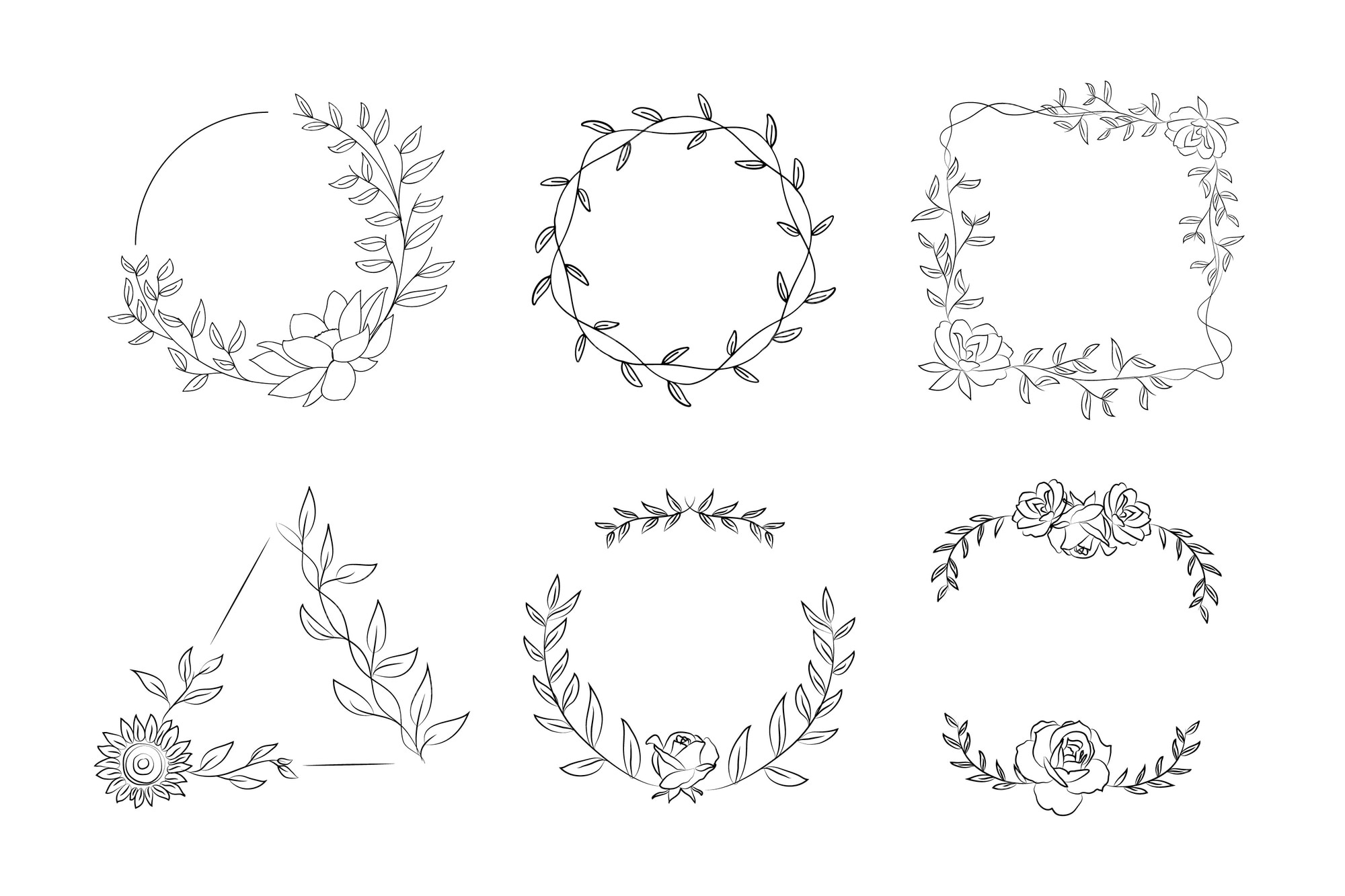 Free Vector | Hand drawn floral frame pack