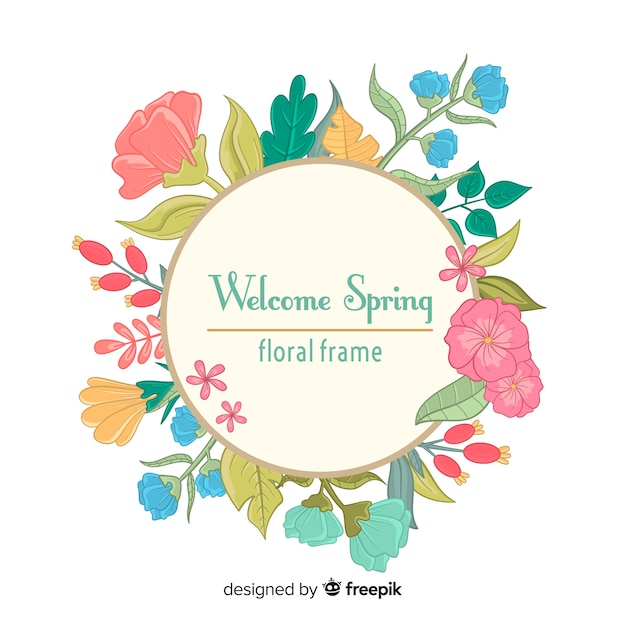 Free Vector | Hand drawn floral frame spring background