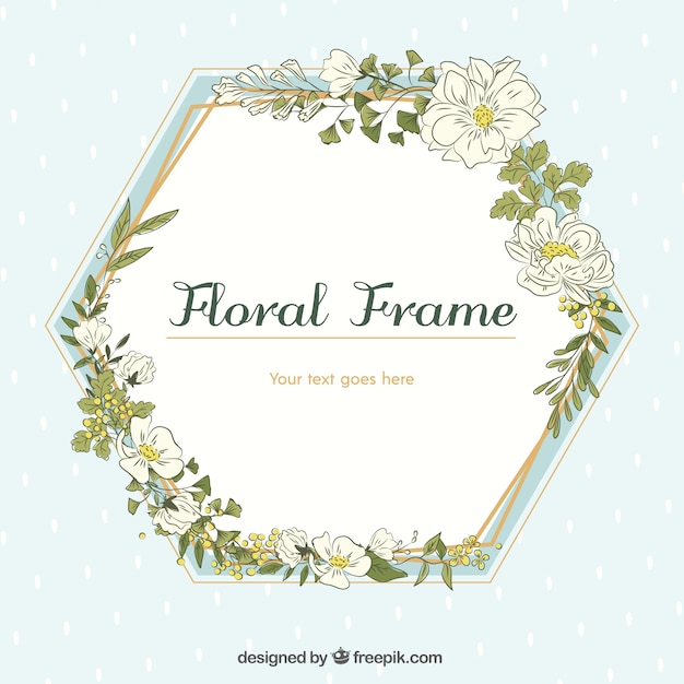 Download Hand drawn floral frame with geometric design | Free Vector