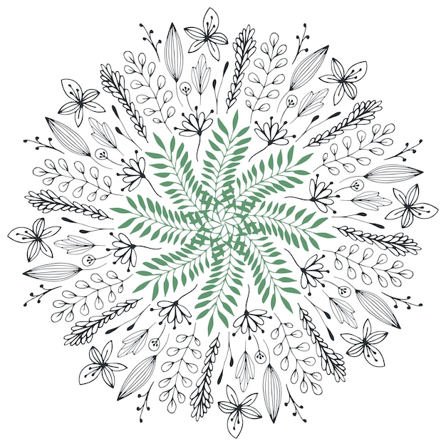 Download Premium Vector | Hand drawn floral illustration. abstract circle with cute doodle flowers ...