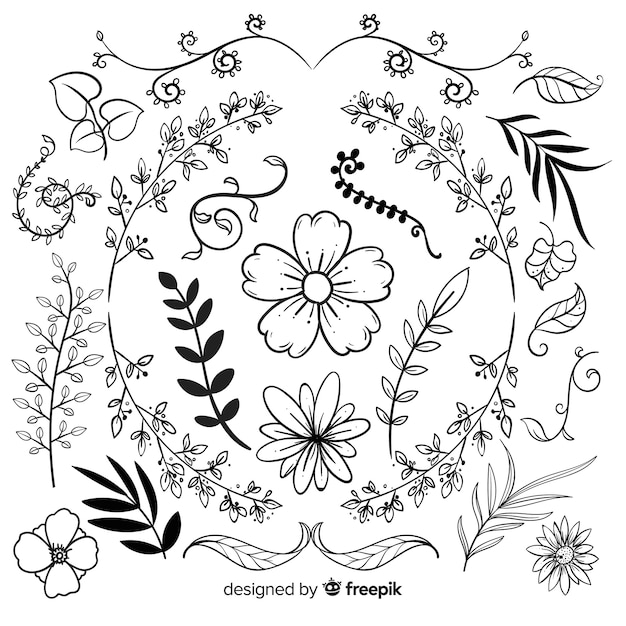 Free Vector | Hand drawn floral ornament collection