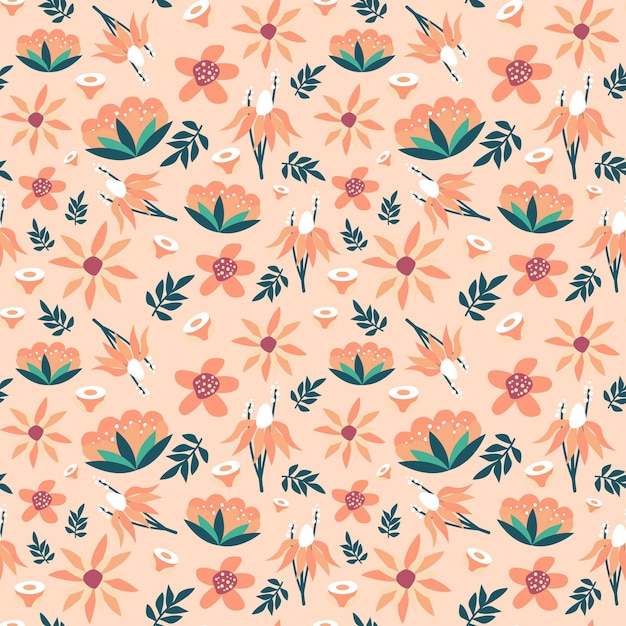 Free Vector | Hand drawn floral pattern in peach tones