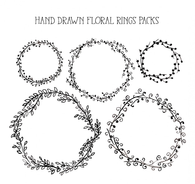 Download Free Vector | Hand drawn floral rings pack