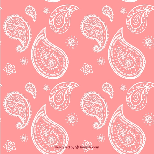 Hand drawn floral shapes pink pattern