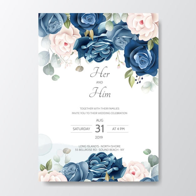  Hand drawn floral wedding invitation card