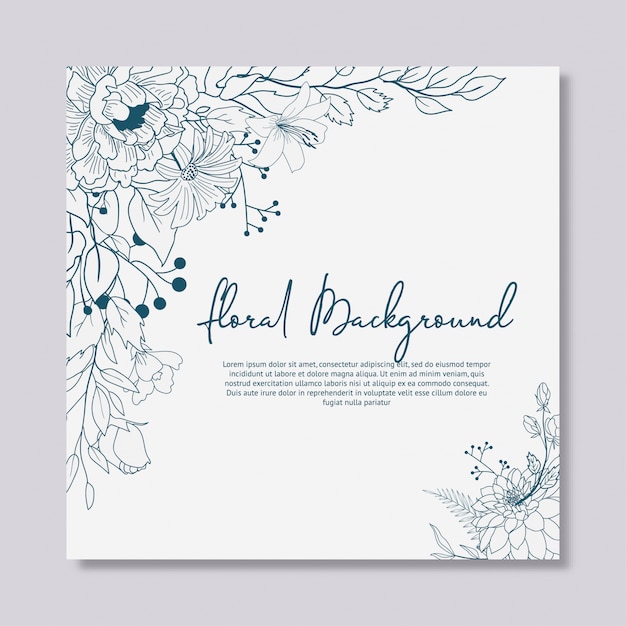 プレミアムベクター 手描きの花の結婚式の招待状のデザイン