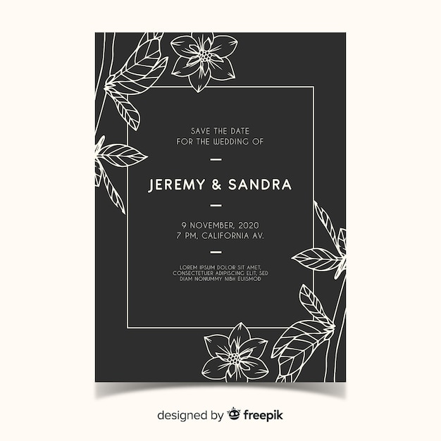 Free Vector | Hand drawn floral wedding invitation