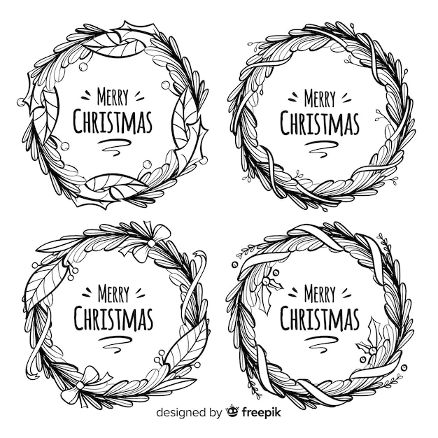 Free Vector | Hand drawn of floral wreath for christmas