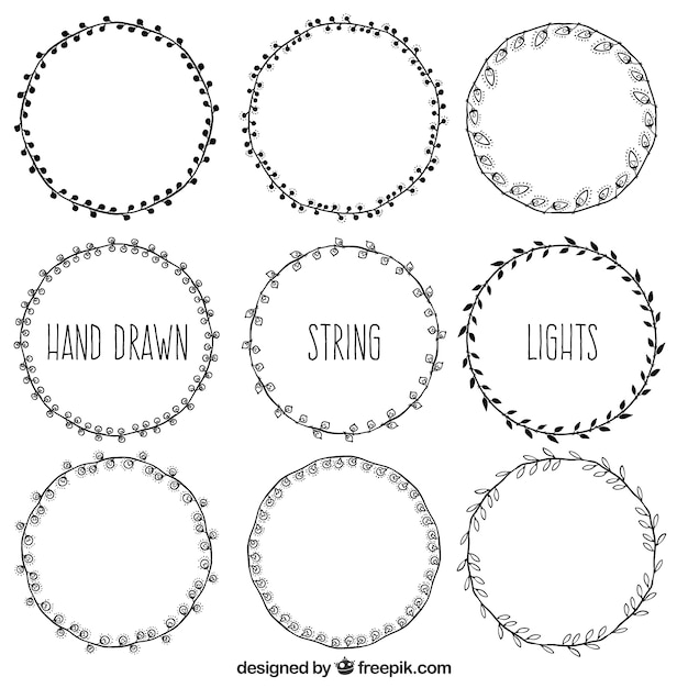 Download Hand drawn floral wreath collection Vector | Free Download