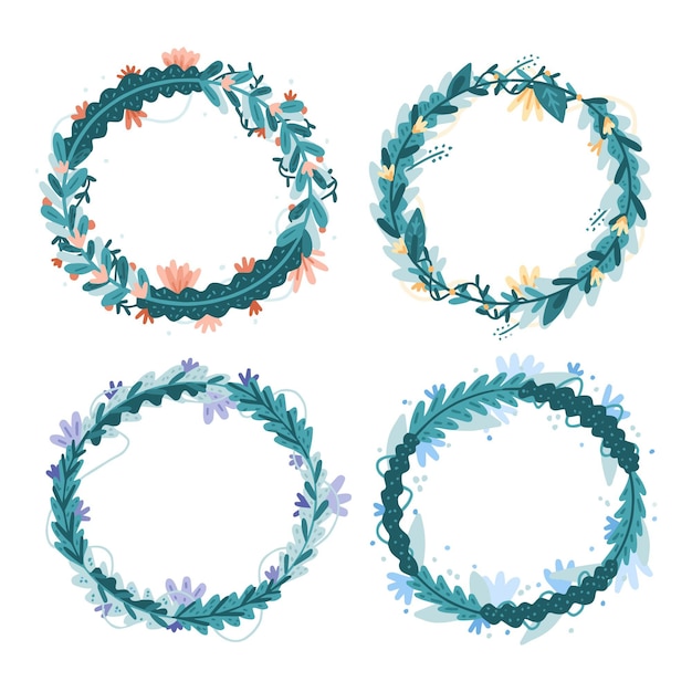 Premium Vector Hand Drawn Floral Wreath Collection