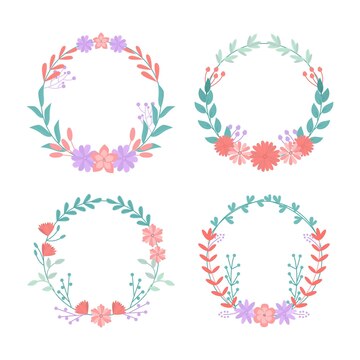 Free Vector | Hand drawn floral wreath collection