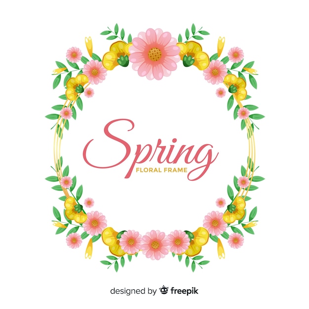 Free Vector | Hand drawn floral wreath spring background