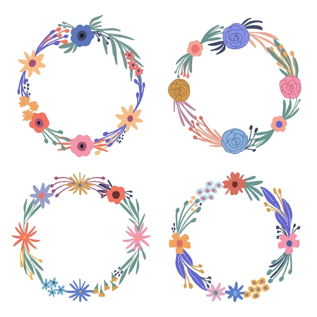 Free Vector Hand Drawn Floral Wreaths Collection