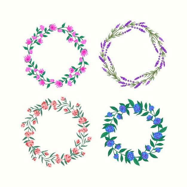 Free Vector Hand Drawn Floral Wreaths Collection