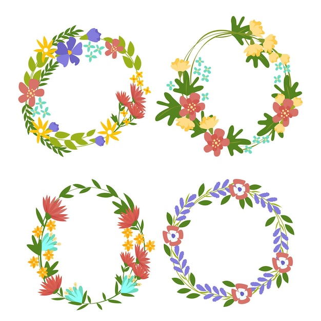 Free Vector Hand Drawn Floral Wreaths Collection 1177