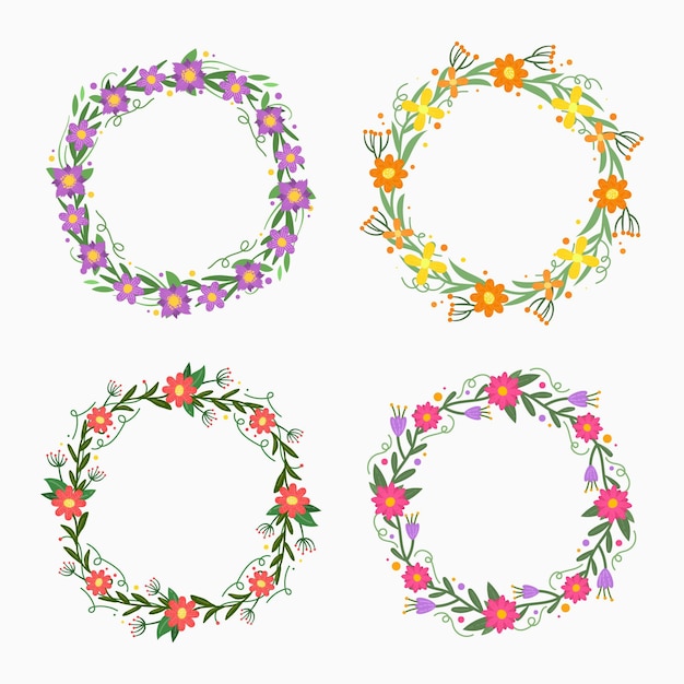 Free Vector Hand Drawn Floral Wreaths Collection