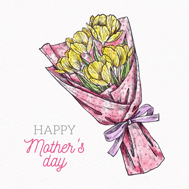 Hand drawn flower bouquet for mother's day Free Vector