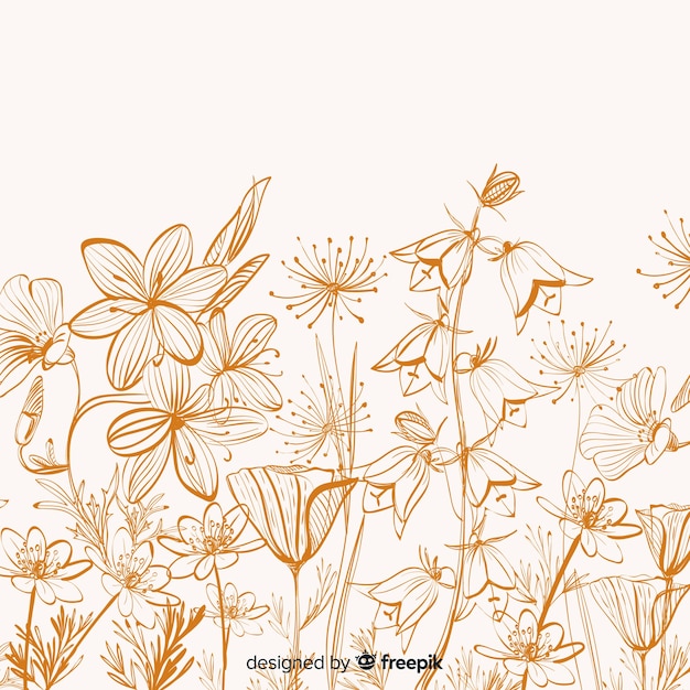 Free Vector Hand Drawn Flower And Leaves Background