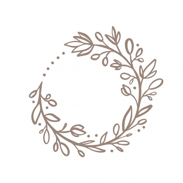 Premium Vector | Hand drawn flower wreath logo. floral design spring ...