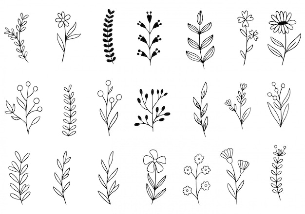 Download Hand drawn flowers doodle Vector | Premium Download