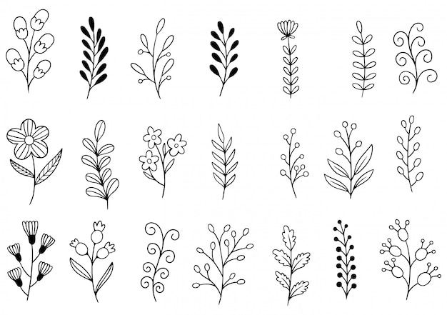 Download Hand drawn flowers doodle Vector | Premium Download