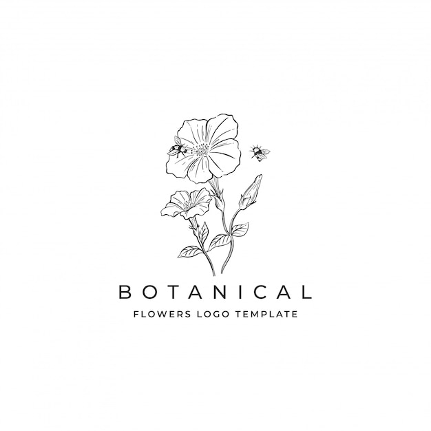 Hand drawn flowers logo Vector | Premium Download