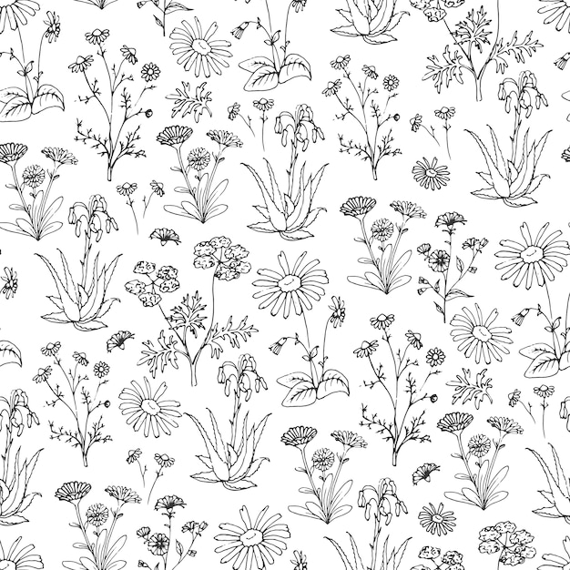 Hand drawn flowers pattern background | Stock Images Page | Everypixel