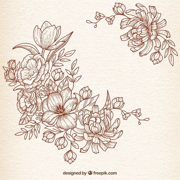 Download Free Vector | Hand drawn flowers in retro style