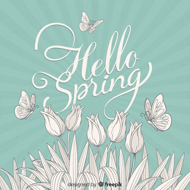 Premium Vector | Hand drawn flowers spring background